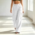 thumbnail image 4 of Kezqiaxn Womens Cargo Pants Plu Size Fashion Drawstring Elastic Waist Wide Leg Casual Loose Pants with Pockets, 4 of 8