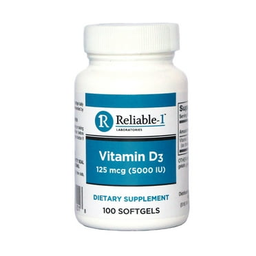 Reliable1 Vitamin D3 Softgels, 5000 IU, 100 Count - 1PK