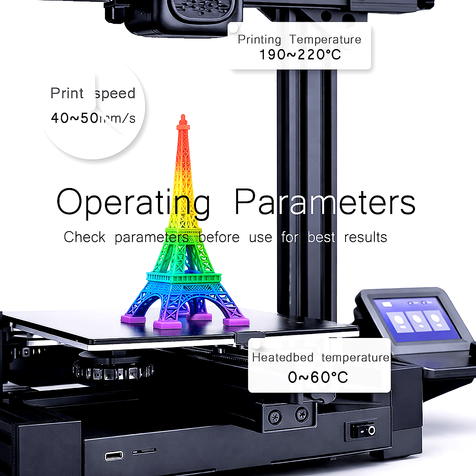 Rainbow PETG 3D Printer Filament, Multicolor 3D Printing Model Filament Matte, +/- 0.02mm, High Gloss Finish, Low Warping, for Most 3D FDM Printer