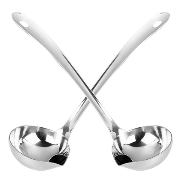 Beaupretty Metal Soup Ladle Stainless Steel Oil Skimmer 2pcs