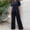 *Navy, variant on ClodeEU Women's Asymmetric Two Piece Casual Set ,Loose Fit Short Sleeve Round Neck Tops and Wide Leg Pant Beige,Womens Plus XL