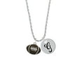 thumbnail image 2 of Delight Jewelry Silvertone Large Enamel Football Silvertone Script Initial Disc - G - Charm Necklace, 20"+3", 2 of 4