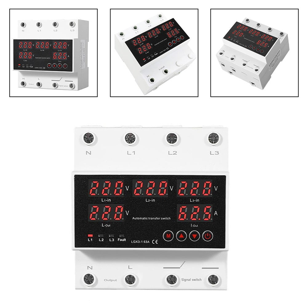 4P 63A Automatic Transfer Switch with LED Display for Generator ATS Over-Voltage Under-Voltage Protection A