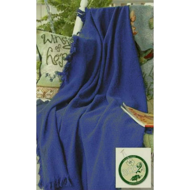 Cobalt Blue Eco2cotton Afghan Throw Blanket 50 X 60 Walmart Com Walmart Com