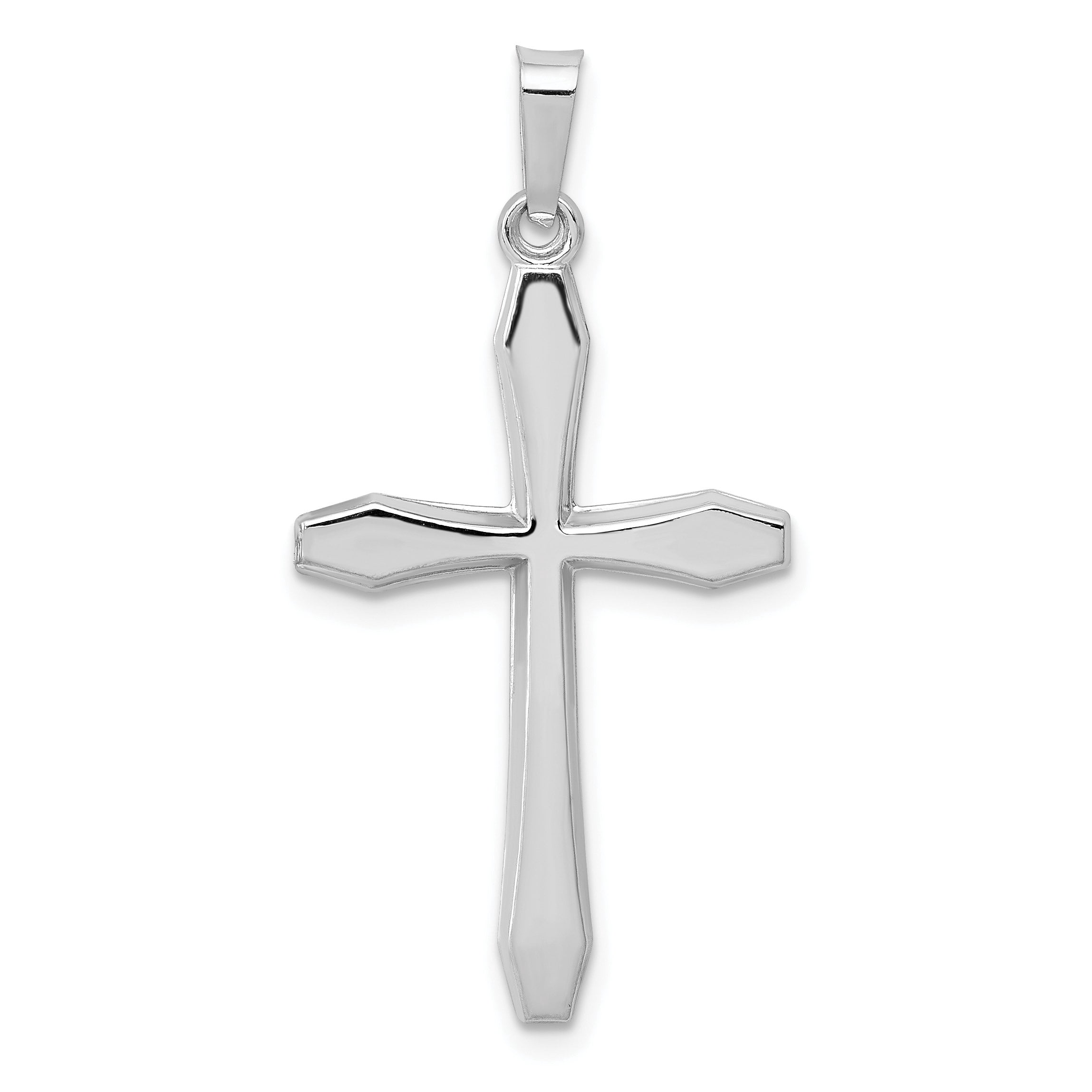 Pendentif Croix Passion Poli en Or Blanc 14k
