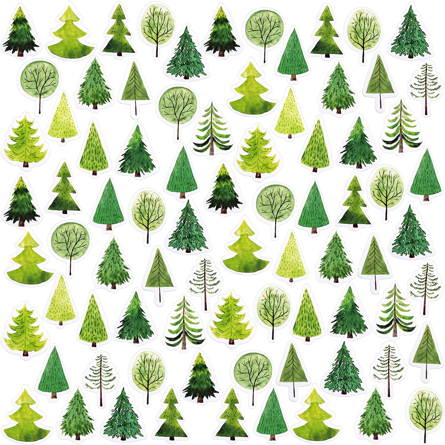 225pcs Pine Tree Stickers,forest Stickers Tree Stickers Small Cute Green  Plant Stickers For Scrapbooking, Laptop, Phone Case, Suitcase(fresh Forest,  5