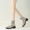 thumbnail image 4 of Snakeskin Chelsea Dress Boots for Women Fashion Casual Leather Square Toe Chunky Mid Heel Short Ankle Booties, 4 of 8