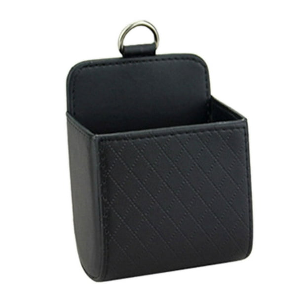 Scienceny Caja de almacenamiento ordenada para asiento trasero de ventilación de coche, funda para monedas de cuero PU, organizador de bolsillo, Automoción decorativa y accesorios Negro