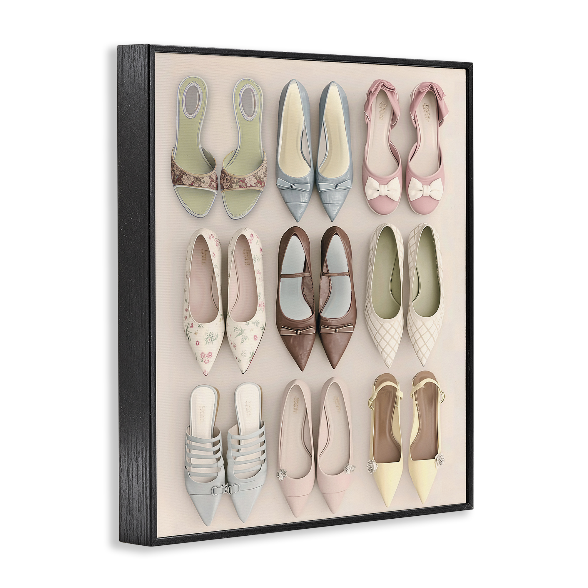 Beatrice's Closet Shoes Black Framed Giclee Art, design by Annabelle Hall
