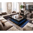 thumbnail image 2 of 47" Square Lift Top Coffee Table with LED Lights & Power Outlet, Modern High Gloss Floating Coffee Table with Flip-Top Storage for Large Living Room, 2 of 7