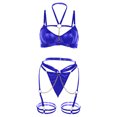 thumbnail image 5 of Gibobby Conjunto de lencería Sexy para Mujer Ropa Interior de Encaje Interior con Cuello V Ropa de Dormir(Azul, XG), 5 of 5