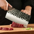 thumbnail image 6 of Mrmaere Cleaver Knife Hand forged High Carbon Steel Kitchen Sharp Chef Knife for Meat Cutting and Vegetable Chopping Labor-saving Cleaver Blade with Hammered Pattern Gift Box black, 6 of 9