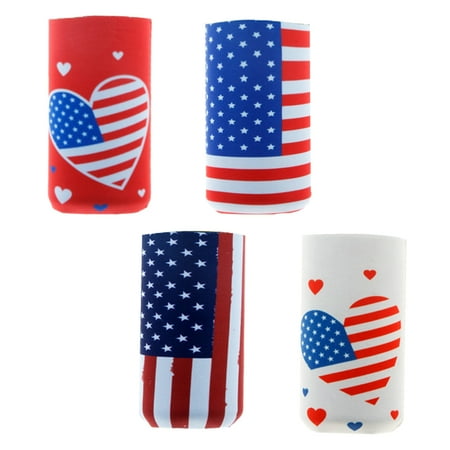 

4Pcs 500ML Independence Day Beer Can Coolers Sleeves Thermal Protection Cover