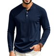 thumbnail image 2 of UDAUDU Henley Shirts for Men Long Sleeve Waffle Knit Lightweight Basic Thermal Shirt Slim Fit 2026 Fall Fashion Button Down Comfort Pullover Navy 2XL, 2 of 9
