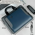 thumbnail image 4 of Sleek Blue 13.3-14 Inch Shockproof Laptop Sleeve with Adjustable Shoulder Strap - Unisex Business Ultrabook Case for MacBook, Commute & Travel - Includes Organizer Pocket & Top Handle for Men & Women, 4 of 6