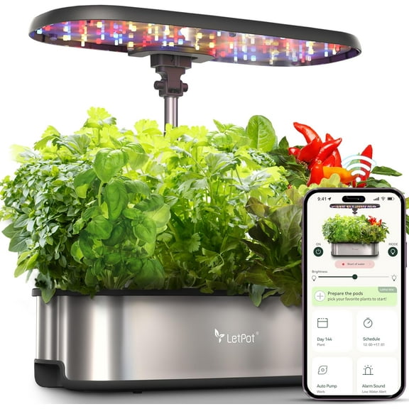 Hydroponics Growing System, 12 Pods Smart Herb Garden Kit Indoor, Indoor Garden, APP & WiFi Controlled, with 24W Growing LED, 5.5L Water Tank, Pump System, Automatic Timer