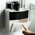thumbnail image 5 of Wall Mounted Bathroom Toilet Paper Holder Phone Holder Waterproof Tissue Storage Box Black+White, 5 of 8