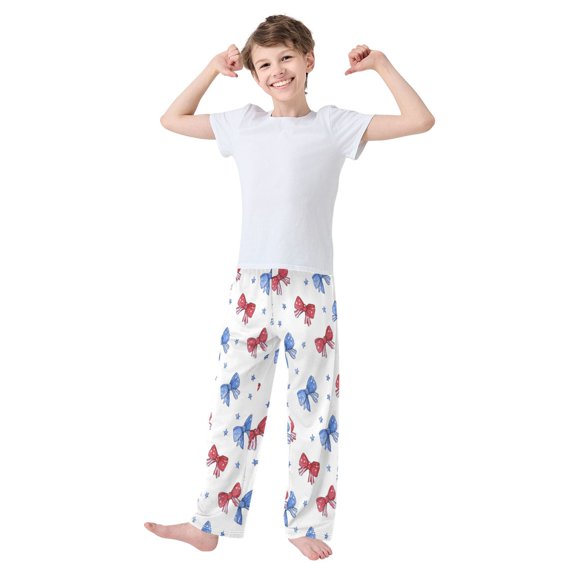 Kids' Pajama Pants Soft Relaxed Fit Sleep Pants Lounge Pants with Pockets Hand-drawn Bows Small