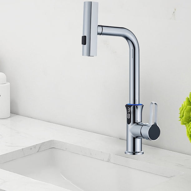 Grifo mezclador de agua fría y caliente, grifo extraíble de aleación de zinc de 1/2 pulgada para cocina y baño