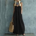 thumbnail image 2 of VBVC Women's Cotton Linen Spaghetti Strap Maxi Dress , Summer Casual Long Dress For Women , Ladies' Loose Fit Beach Vacation Dress with Pockets,Black,S-2XL, 2 of 7