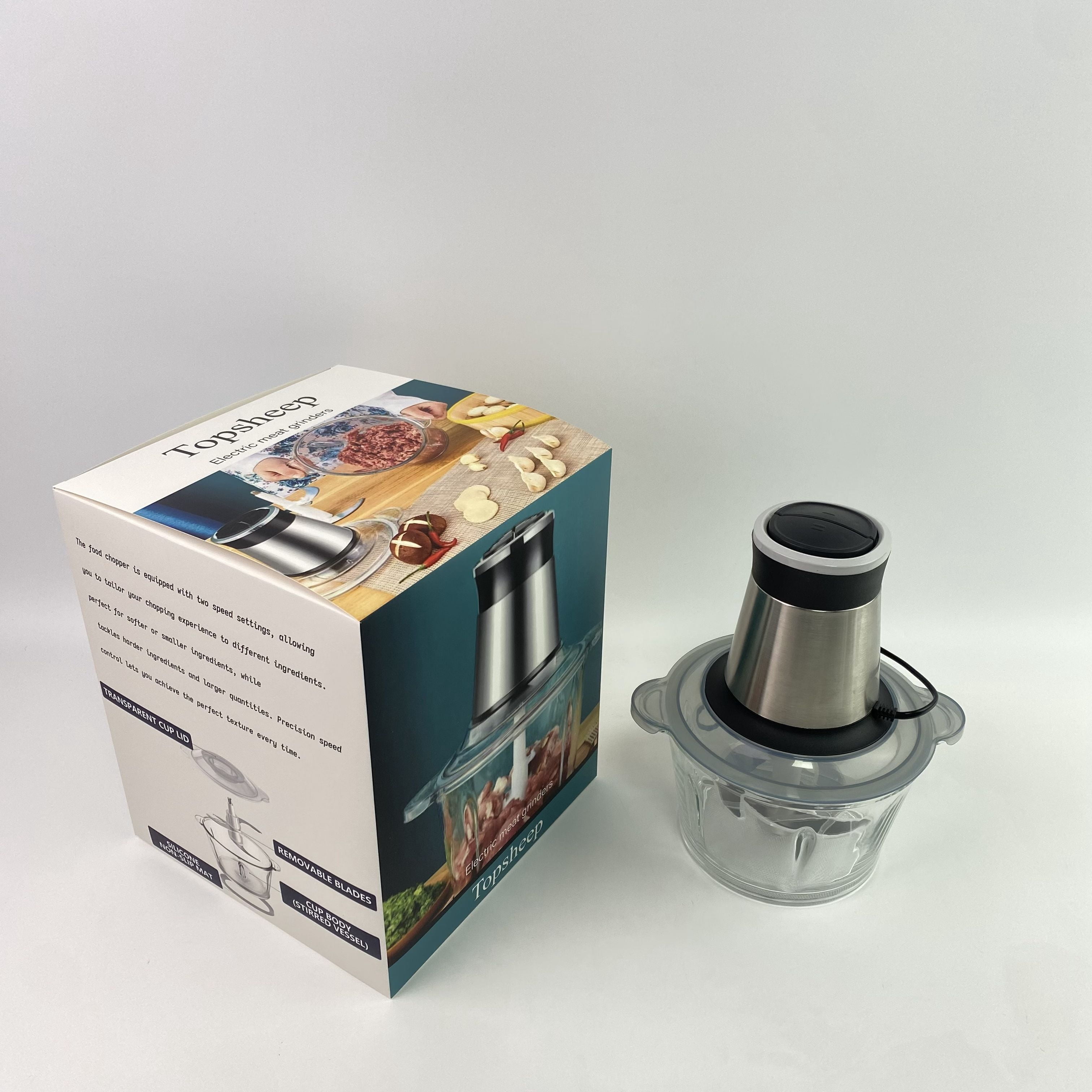 Topsheep Electric meat grinders, mincing, slicing and chopping food, electric,Electric Mini Food Chopper,USB Charging Mini Electric Garlic Chopper,Small Food Processor with Spoon and Brush
