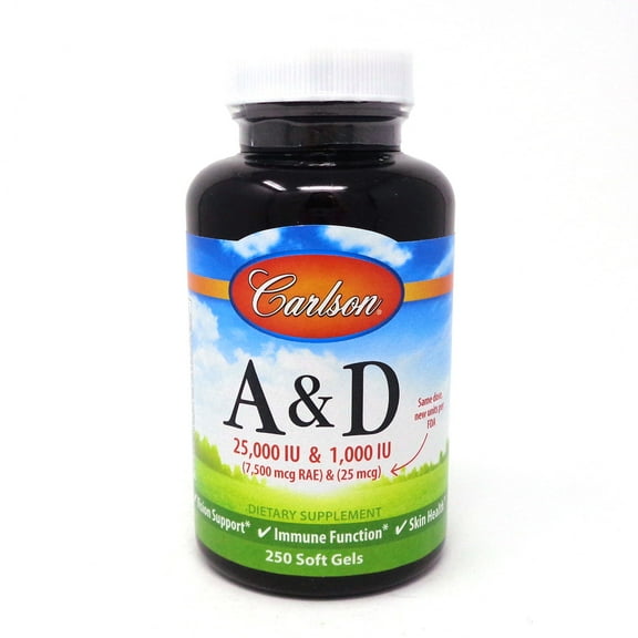 Carlson Vitamins A & D 25000 / 1000 IU  - 250 Softgels