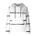 thumbnail image 4 of DeHolifer Womens Sweatshirts Plus Size Long Sleeve Waffle Strip Print Drawstring Hoodies Sweatshirts Loose Casual Fashion Pullover Tops White M, 4 of 6