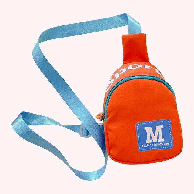 Bolso de pecho para niños a la moda bandolera con letras de lona sencillo para niños (rojo)