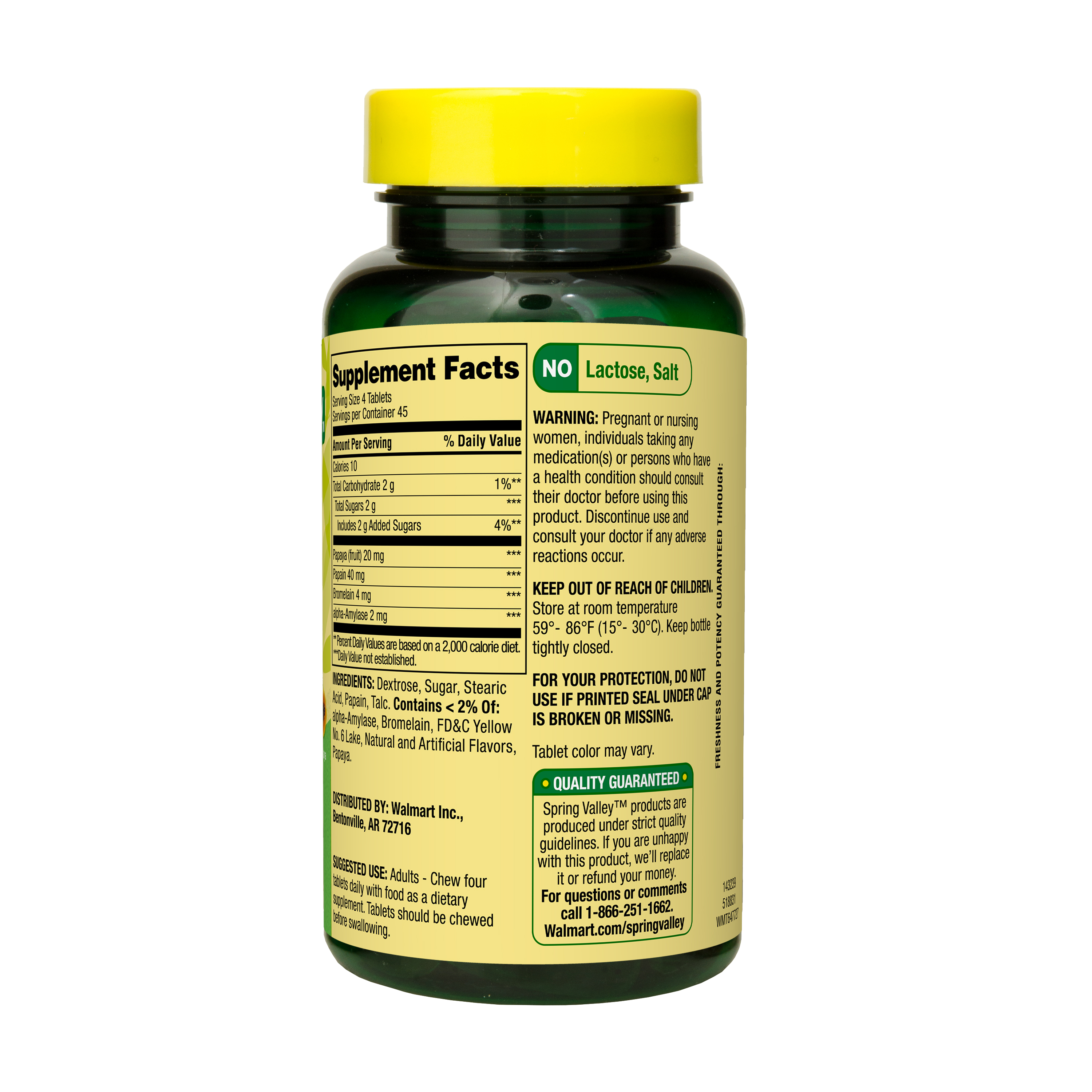 Buy Spring Valley Papaya Enzyme Complex Chewable Tablets Dietary Supplement, 180 Count Online at