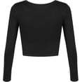 thumbnail image 3 of GHSDFBB Women's Basic Round Neck Long Sleeve Crop Top, 3 of 7
