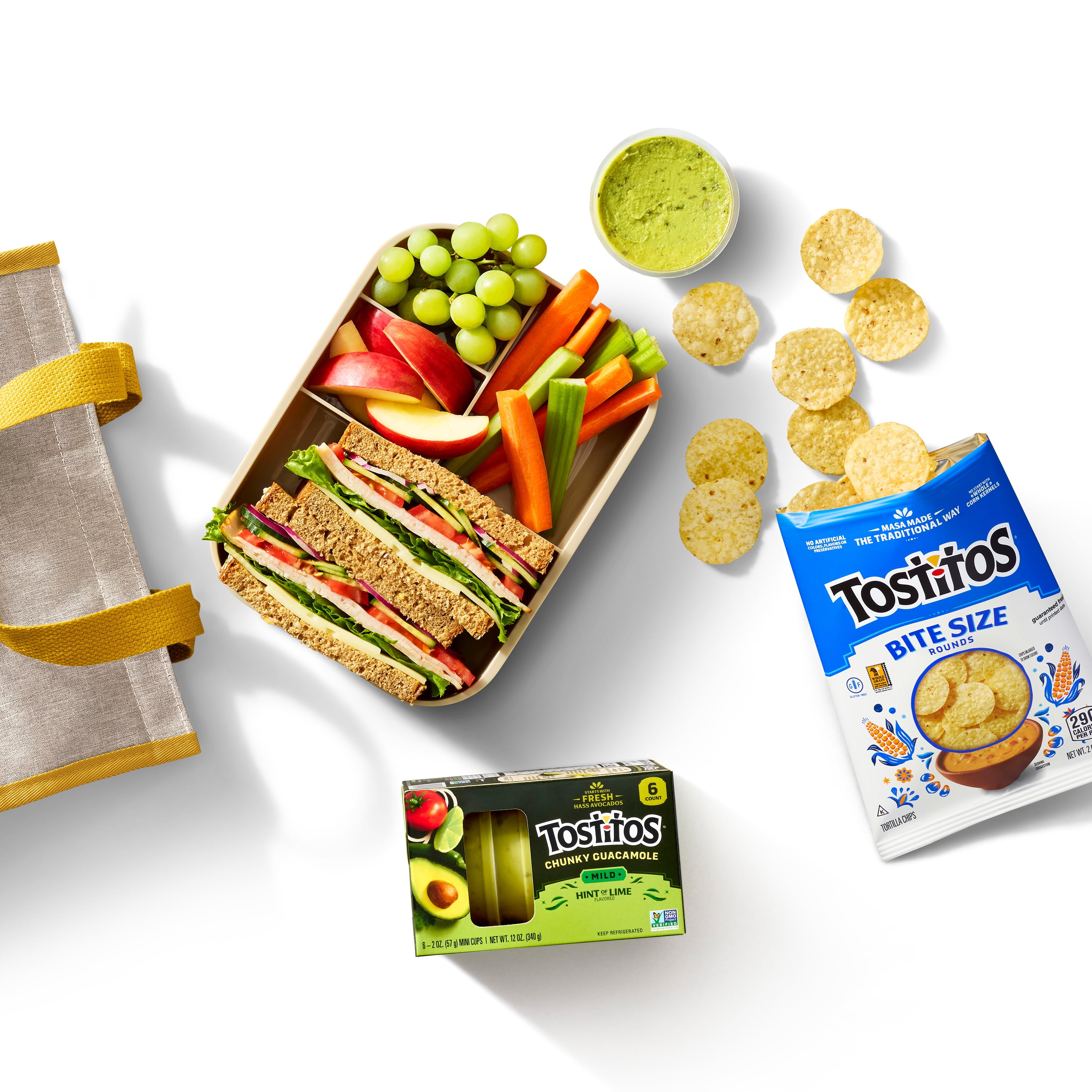 Tostitos Chunky Guacamole, Mild Hint of Lime, 2 oz Mini Cups, 6 Pack