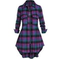thumbnail image 2 of safuny Women's Knee Length Shirt Dress with Pocket Plaid Fashion Vacation Long Sleeve Fall Dress Winter Turndown Collar Bandage Elegant Purple L, 2 of 5