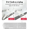thumbnail image 3 of Macally Wired Keyboard for Mac with USB Hub (2X USB-A / 1x USB-C) - Compatible Backlit Apple Keyboard with Dual Interface - Auto OS Detection for Mac, MacBook, iMac, PC, Android, iPad, iOS - Silver, 3 of 8