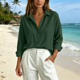 thumbnail image 2 of Button Down Sweatshirt for Women Ribbed Long Sleeve Stand Collar Hoodies Vintage T-shirt Stylish Blouse Tops Timeless Homewear 2026 Fall Winter Outfits Clothes, Green, XXL, 2 of 9