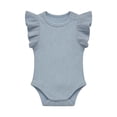 thumbnail image 3 of LIIPEE Baby Girls Ribbed Knit Bodysuits Summer Sleeveless Flutter Sleeve Solid Color Onesies Kids Comfortable Cute Crawling Clothing,12-18 Months, 3 of 3