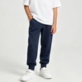 thumbnail image 4 of Eltusu Boys Cotton Sweatpants, Casual Elastic Waistband Comfort Solid Color Kids Joggers Dark Blue Size 10-12 T, 4 of 6