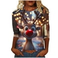 thumbnail image 2 of Ounisa Christmas Shirts for Women Funny Snowflake Elkhorn Plus Size 3/4 Sleeve Tops Cute Crewneck Vacation Christmas Tree Shirt, 2 of 5