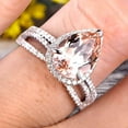 thumbnail image 5 of Bridal Set Tear Droped Morganite Engagement Ring 2.50 Carat 8x5mm Pear Shape Gemstone Wedding Set Anniversary Ring On 10k White Gold Shining Jewelry With Matching Band, 5 of 5