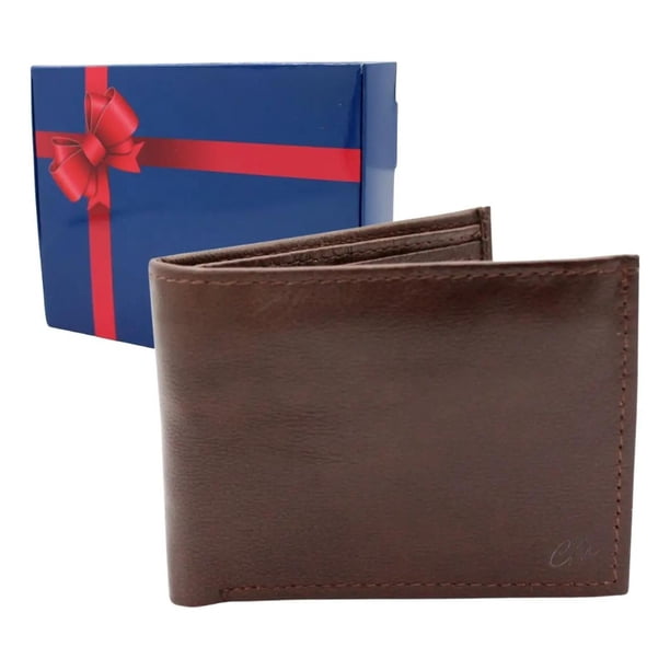 Cartera Billetera Piel Hombre Compartimento Secreto Bifold