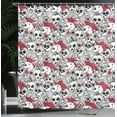 thumbnail image 3 of Ambesonne Skull Shower Curtain, Modern Punk Skeleton Heads, 69"Wx84"L, Dark Pink Charcoal Grey, 3 of 4