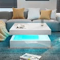 thumbnail image 6 of Hironpal LED Coffee Table, 2-Tier Square Coffee Table High Gloss Minimalist Design with Plug-in 16-Color LED Light for Home Office Reception Room, White, 6 of 8