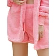 thumbnail image 4 of DYMADE Women Plush Hooded Long Sleeve Housewear Cardigan Vest And Shorts Three-piece Outfits Set, 4 of 4