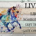 thumbnail image 4 of Western Horse Shower Curtain, Farmhouse Motivational Inspirational Funny Quote Live Like Someone Left The Gate Open Fabric Shower Curtain Set, Vintage Rustic Wooden Cloth Bathroom Curtain 72X72in, 4 of 5