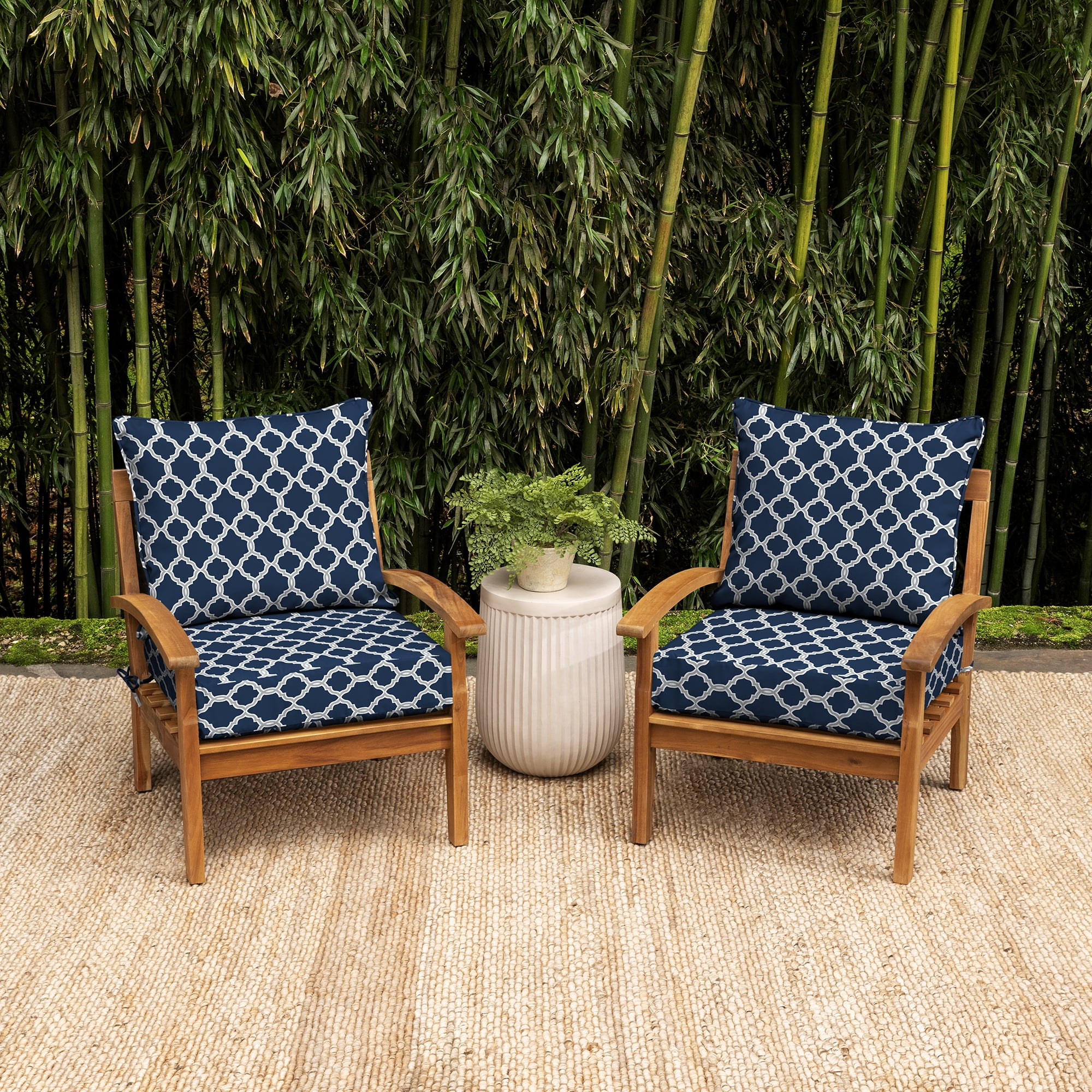 ARDEN earthFIBER Outdoor Foam Deep Seat Cushion Set, 24 in x 24 in, Weather-Resistant, Sapphire Blue Garden Trellis