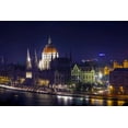 thumbnail image 2 of Zuckerman, Jim 18x13 Black Ornate Wood Framed with Double Matting Museum Art Print Titled - Hungary, Budapest Parliament Building at night, 2 of 4