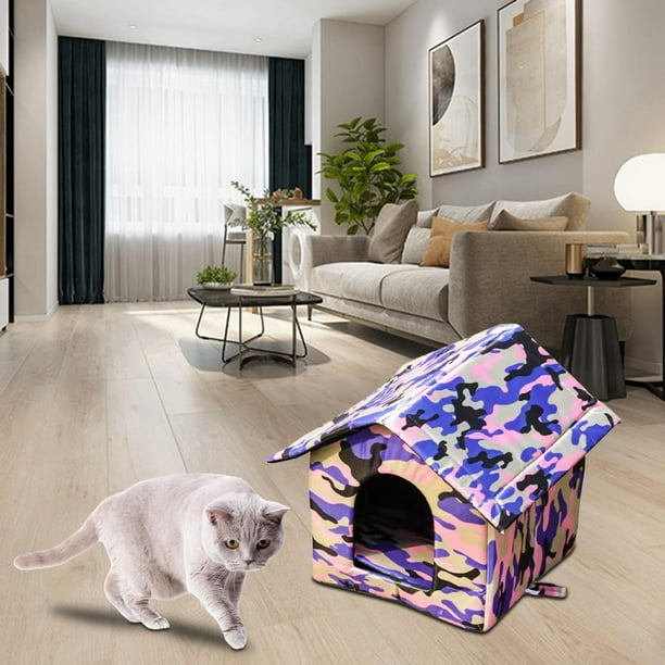 Casa para gatos al aire libre, nido para gatos, cama para dormir, cueva extraíble, cama para dormir para mascotas, parque, patio, cachorros, gatitos o 35cmx30cmx35cm Yinane Casas para gatos