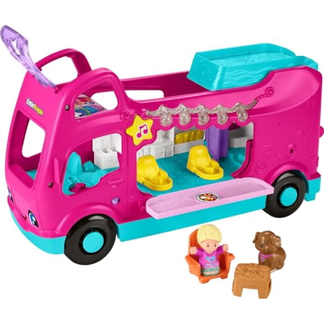 Fisher-Price Little People Juguete para niños pequeños Barbie Little Dreamcamper RV Playset con música y luces para juegos de simulación para niños a partir de 18 meses