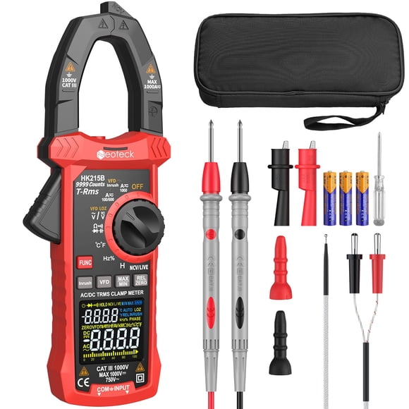 Neoteck Clamp Meter Amp Meter 9999 Counts with Inrush VFD LOZ 1000A TRMS Amp Clamp Multimeter for AC/DC Current&Voltage Resistance Capacitance Freque