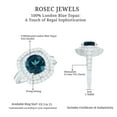 thumbnail image 5 of Rosec Jewels Natural London Blue Topaz Double Halo Engagement Ring with Moissanite - Statement Ring - 8 mm - AAA Quality, 14K White Gold, US 5.50, 5 of 8