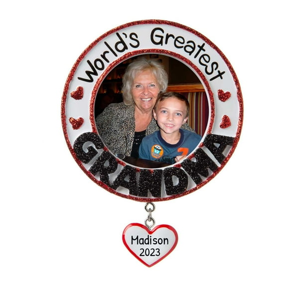 Ornaments by Elves Personalized Greatest Grandma Photo Frame Christmas Tree Ornament 2024 .25 lbs.